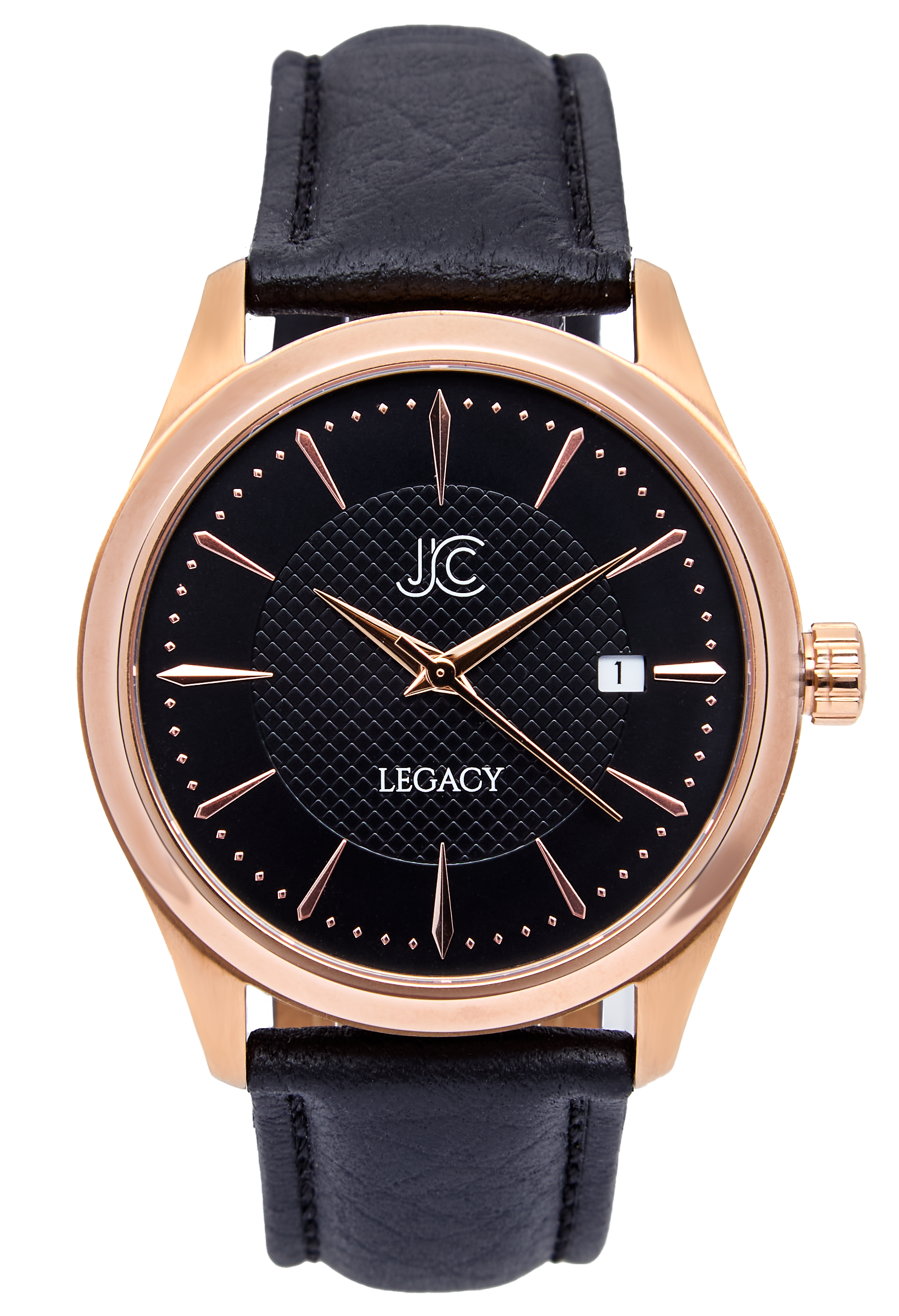 J.Ciro Legacy Rose Black Watch with Black Leather Strap