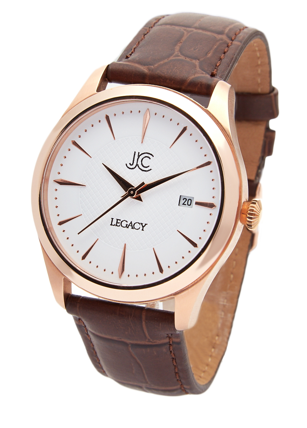 J.Ciro Legacy Rose White Watch with Brown Leather Strap