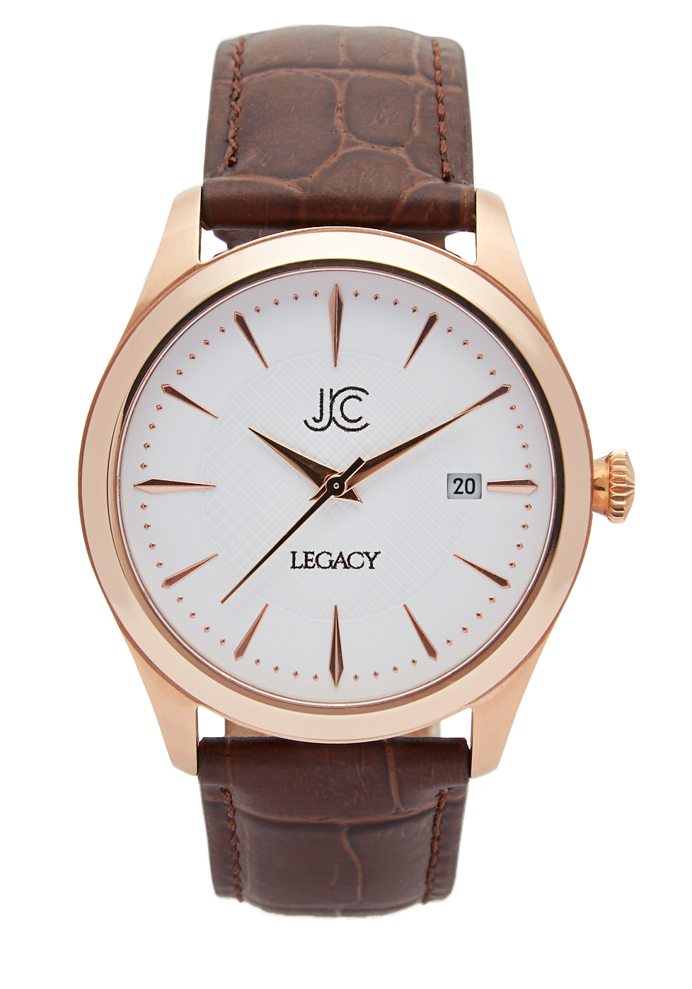 J.Ciro Legacy Rose White Watch with Brown Leather Strap