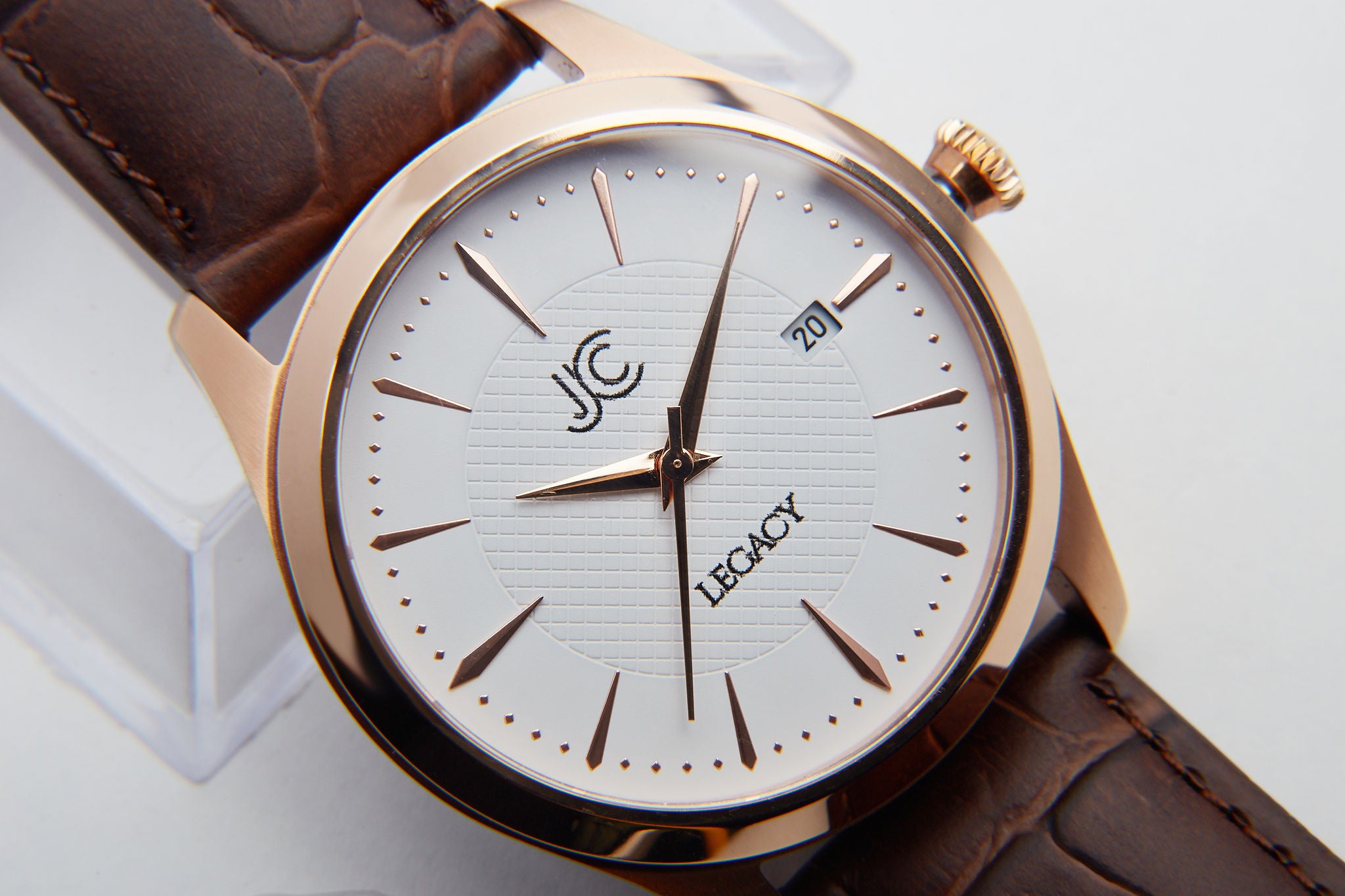 J.Ciro Legacy Rose White Watch with Brown Leather Strap