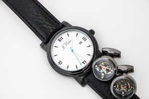 Black Genuine Shrunken Leather Watch Strap