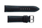 S3 Black Leather Blue Stitch Watch Strap