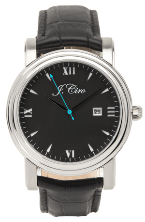 J.Ciro Ambassador Steel Black Dress Watch