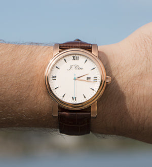 J.Ciro Ambassador Rose White Dress Watch