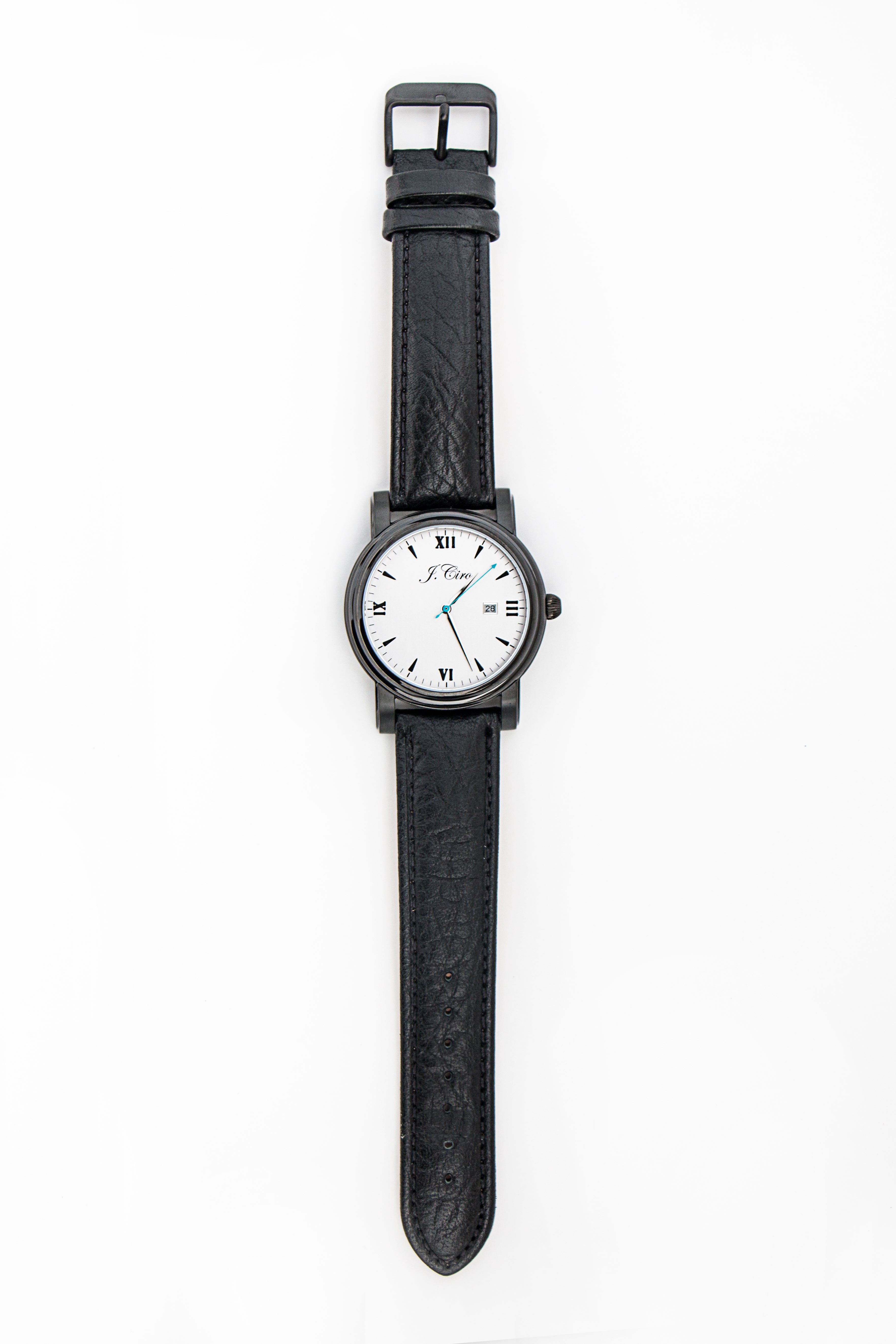 Black Genuine Shrunken Leather Watch Strap