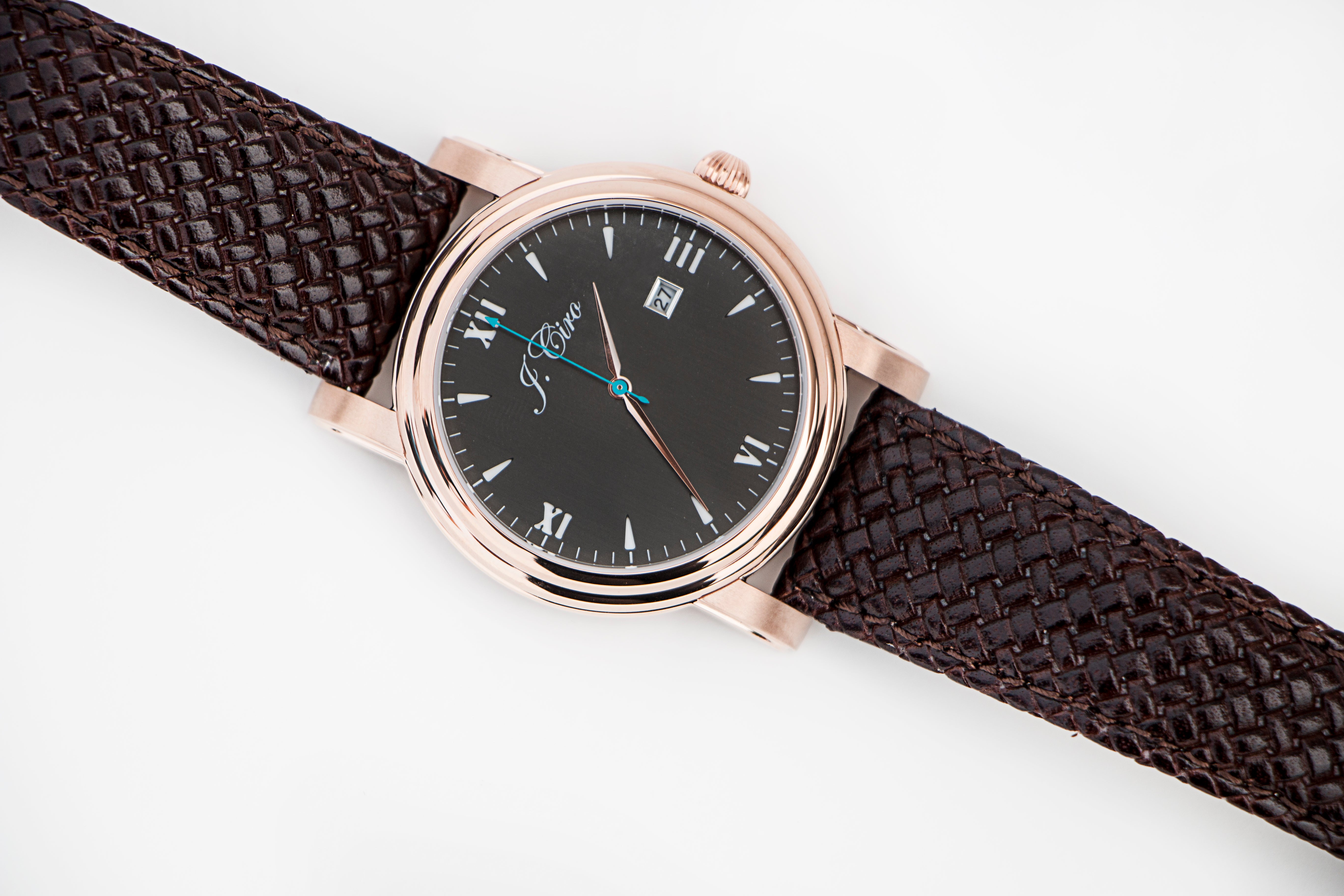 Brown Genuine Leather Weave Watch Strap