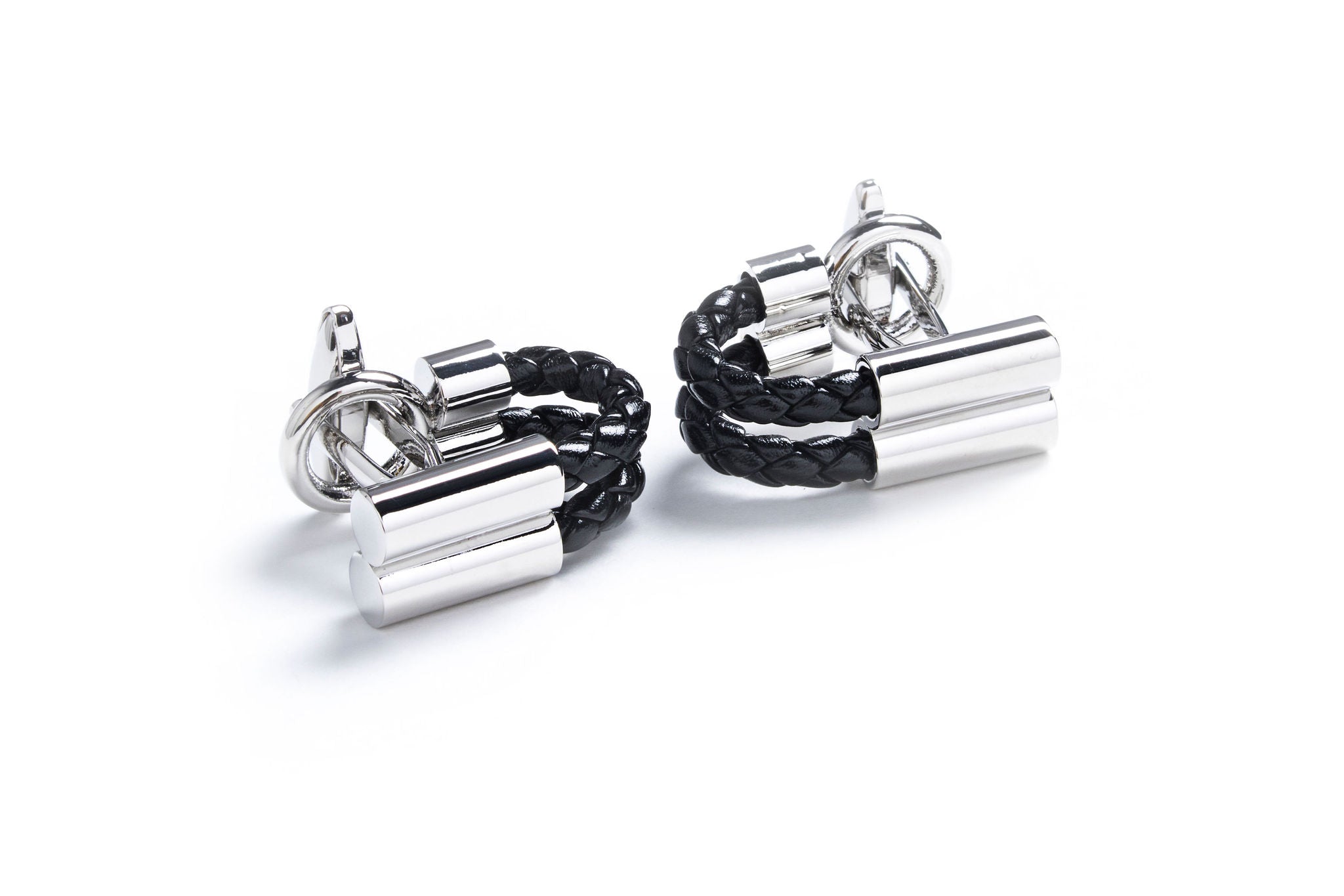 Black Leather Rope Cuff Links