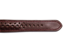 Brown Leather Rally Strap with Burgundy Accent Stitching