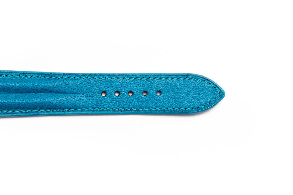 Light Blue Leather Strap, Light Blue Stitch, Steel Buckle