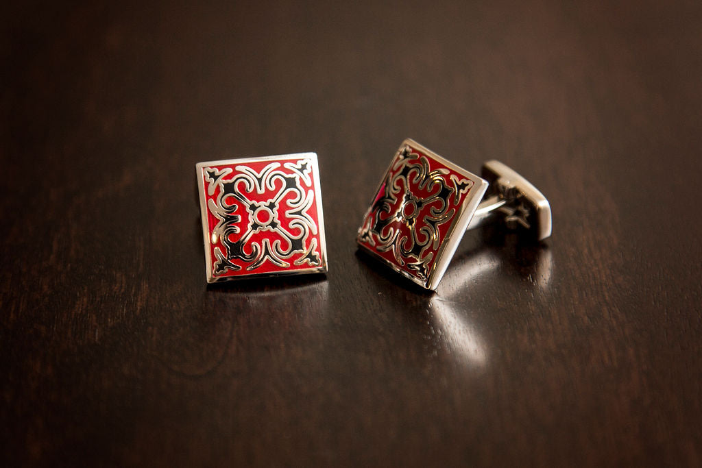 Red Mosaic Cuff Links