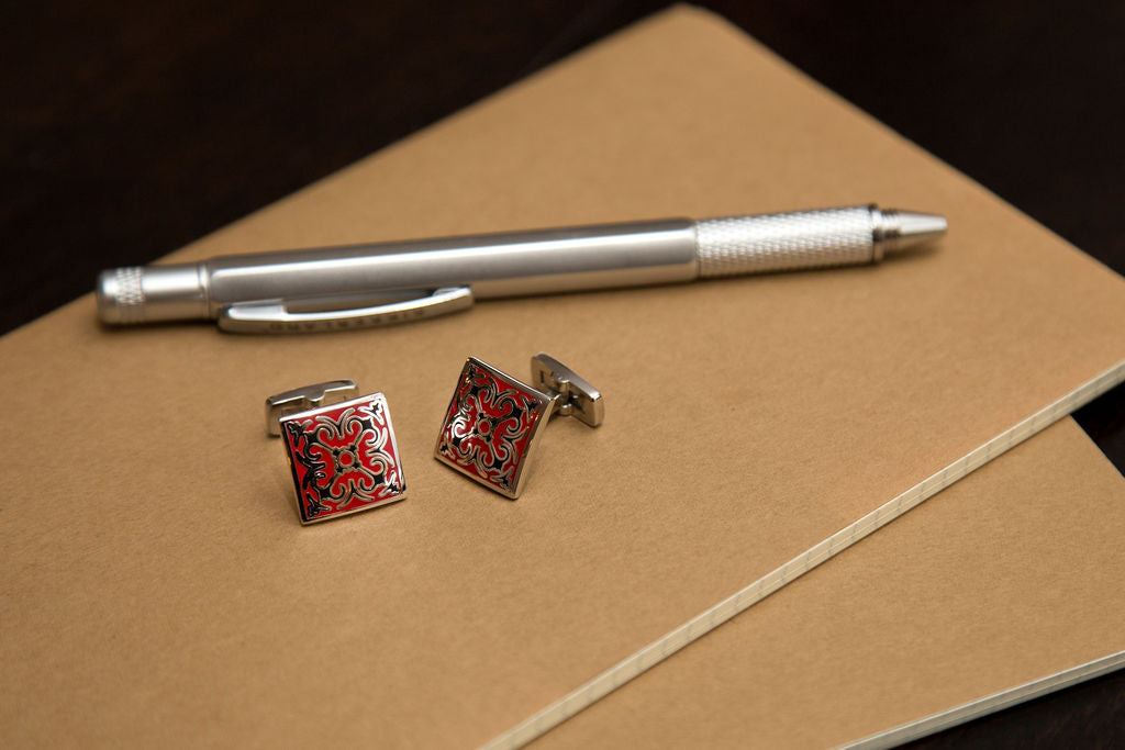 Red Mosaic Cuff Links