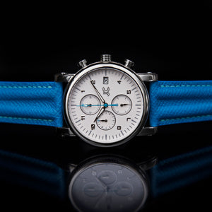 S3 Blue Textured Leather Watch Strap - LONG