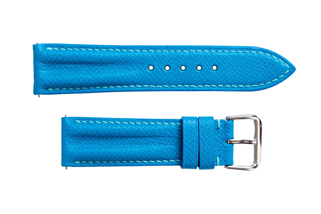 S3 Blue Textured Leather Watch Strap - LONG