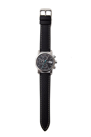 Black Silicone Watch Strap, White Stitch