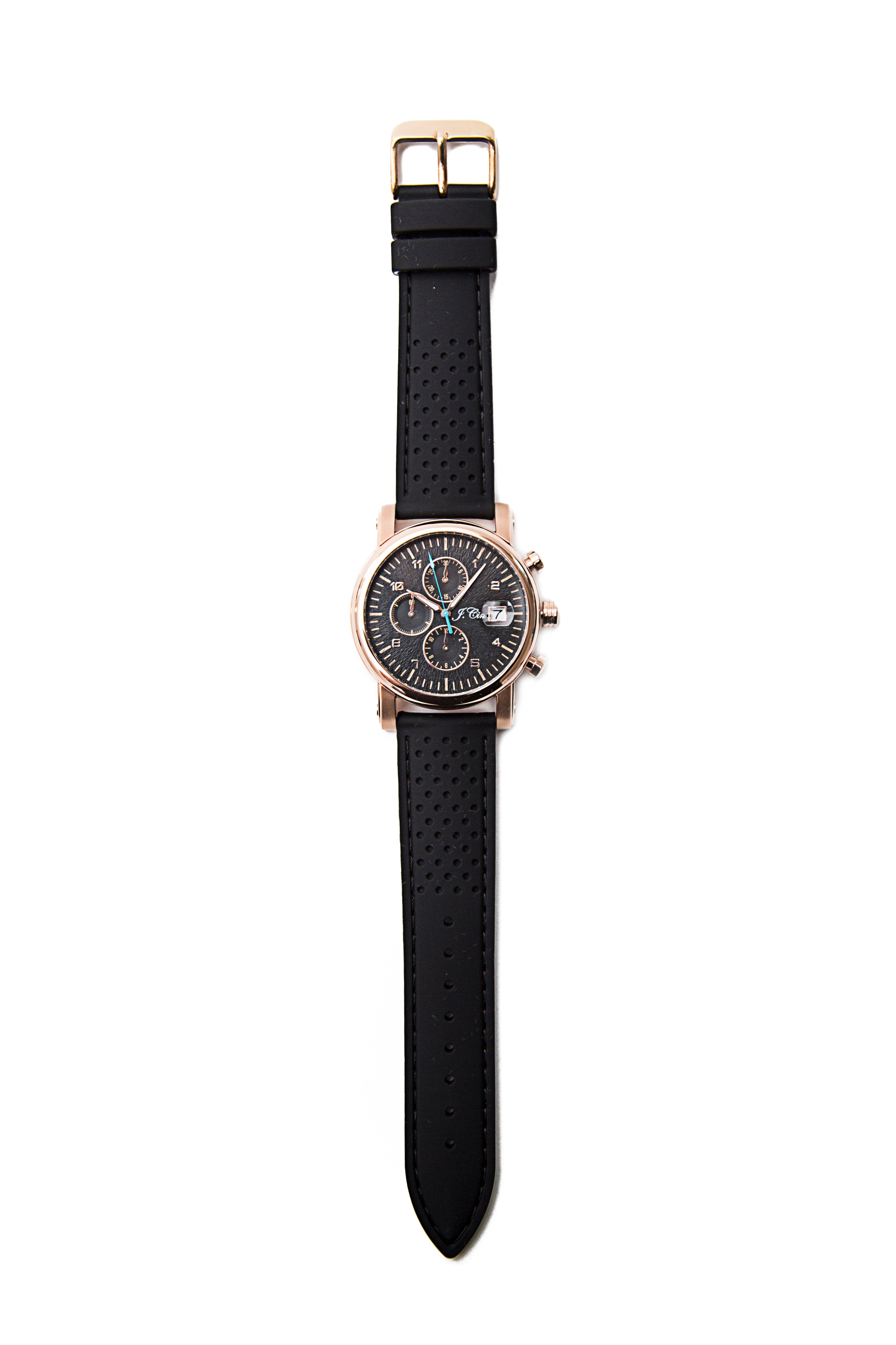 Black Silicone Watch Strap, Black Stitch