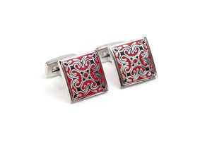 Red Mosaic Cuff Links