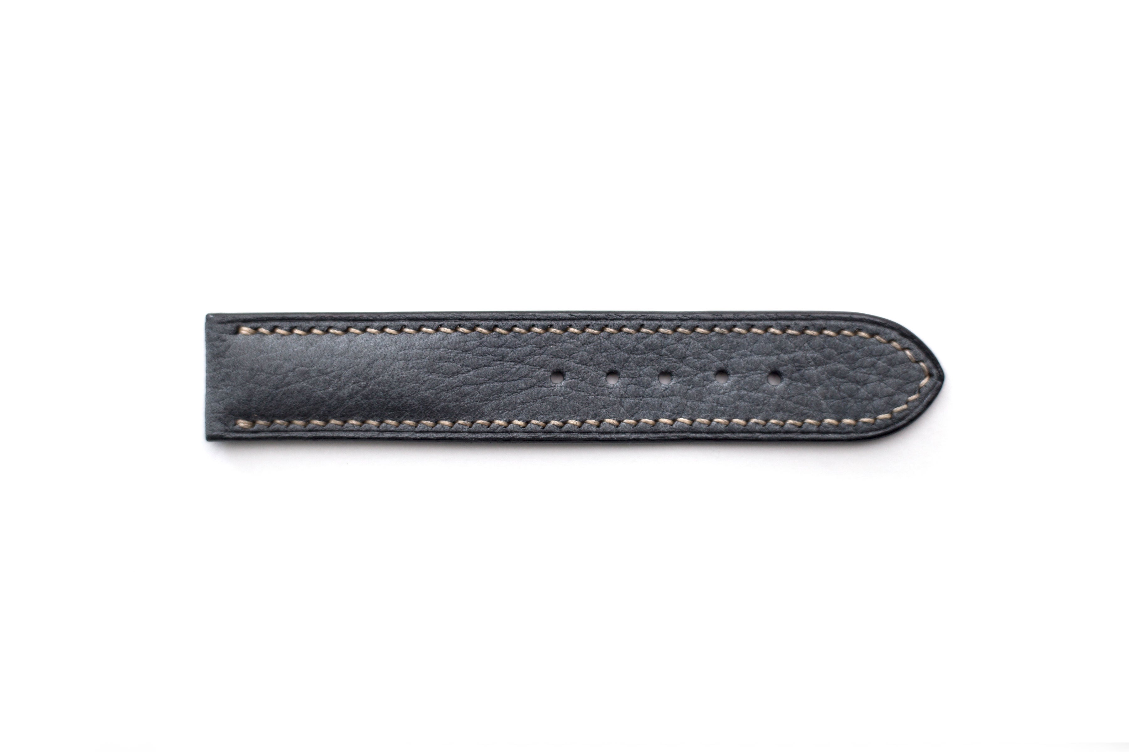 Limited Edition: Grey Leather Watch Strap, White Stitch, Butterfly Clasp