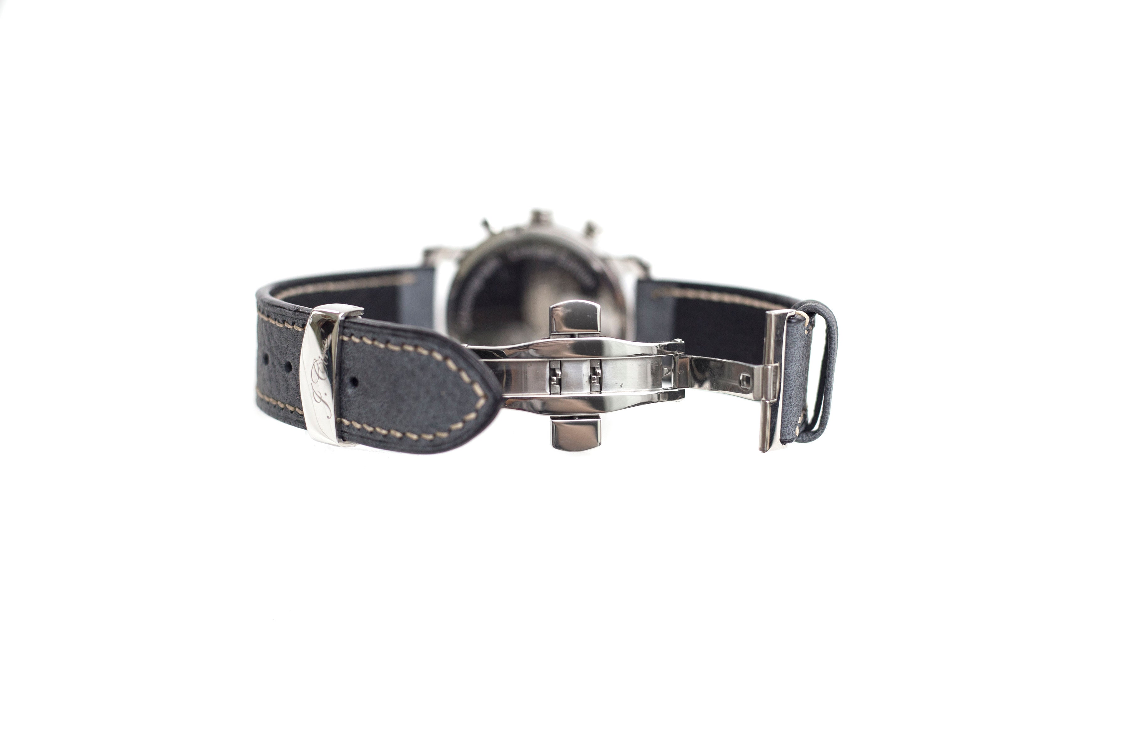 Limited Edition: Grey Leather Watch Strap, White Stitch, Butterfly Clasp