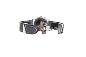 Limited Edition: Grey Leather Watch Strap, White Stitch, Butterfly Clasp
