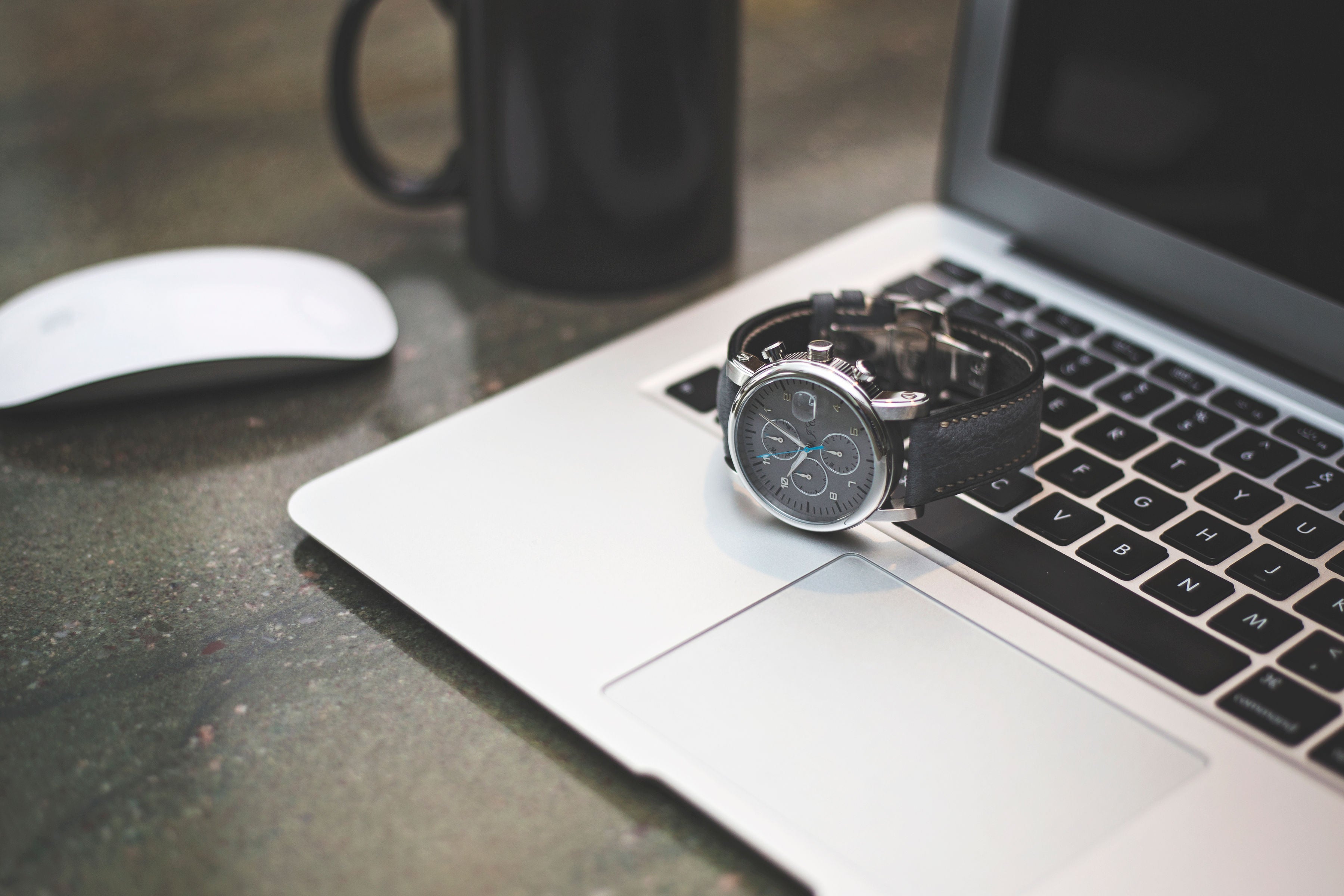 Limited Edition: Grey Leather Watch Strap, White Stitch, Butterfly Clasp